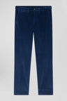 Pantalon chino en coton velours stretch bleu coupe Regular