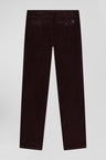 Pantalon chino en coton velours stretch bordeaux coupe Regular