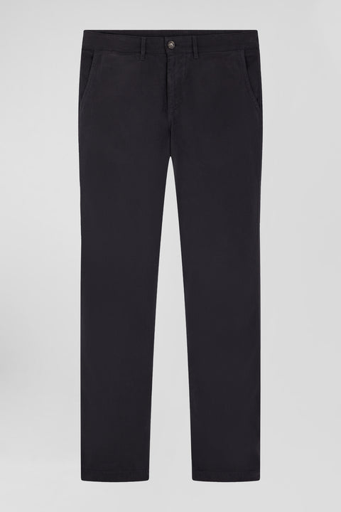 Regular grey stretch cotton piqué and modal chino trousers - Image 1