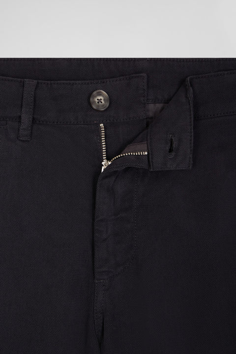 Regular grey stretch cotton piqué and modal chino trousers - Image 3