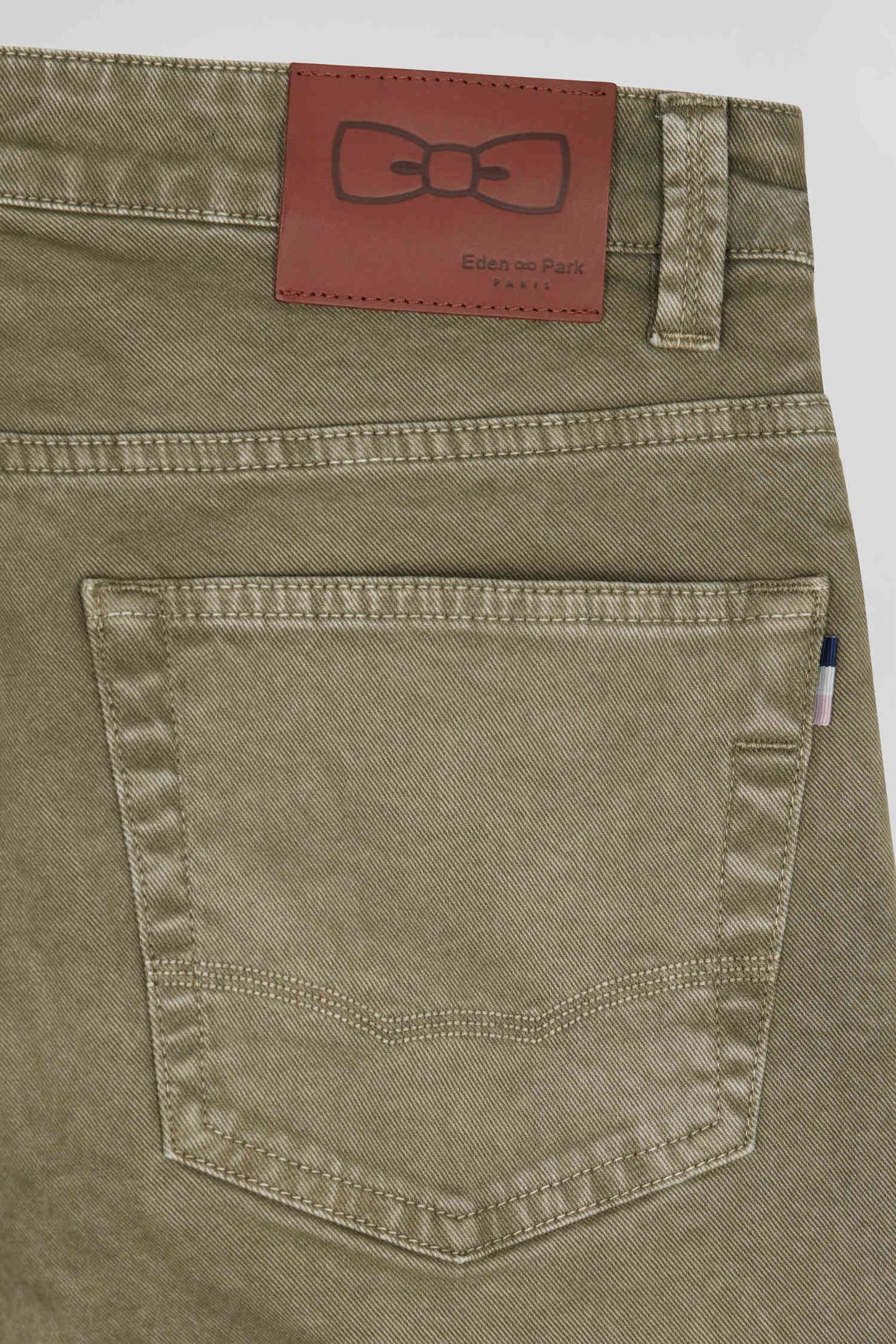 Regular beige stretch cotton 5-pocket trousers