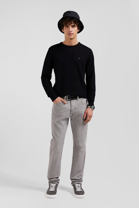 Regular grey stretch cotton 5-pocket trousers - Image 1
