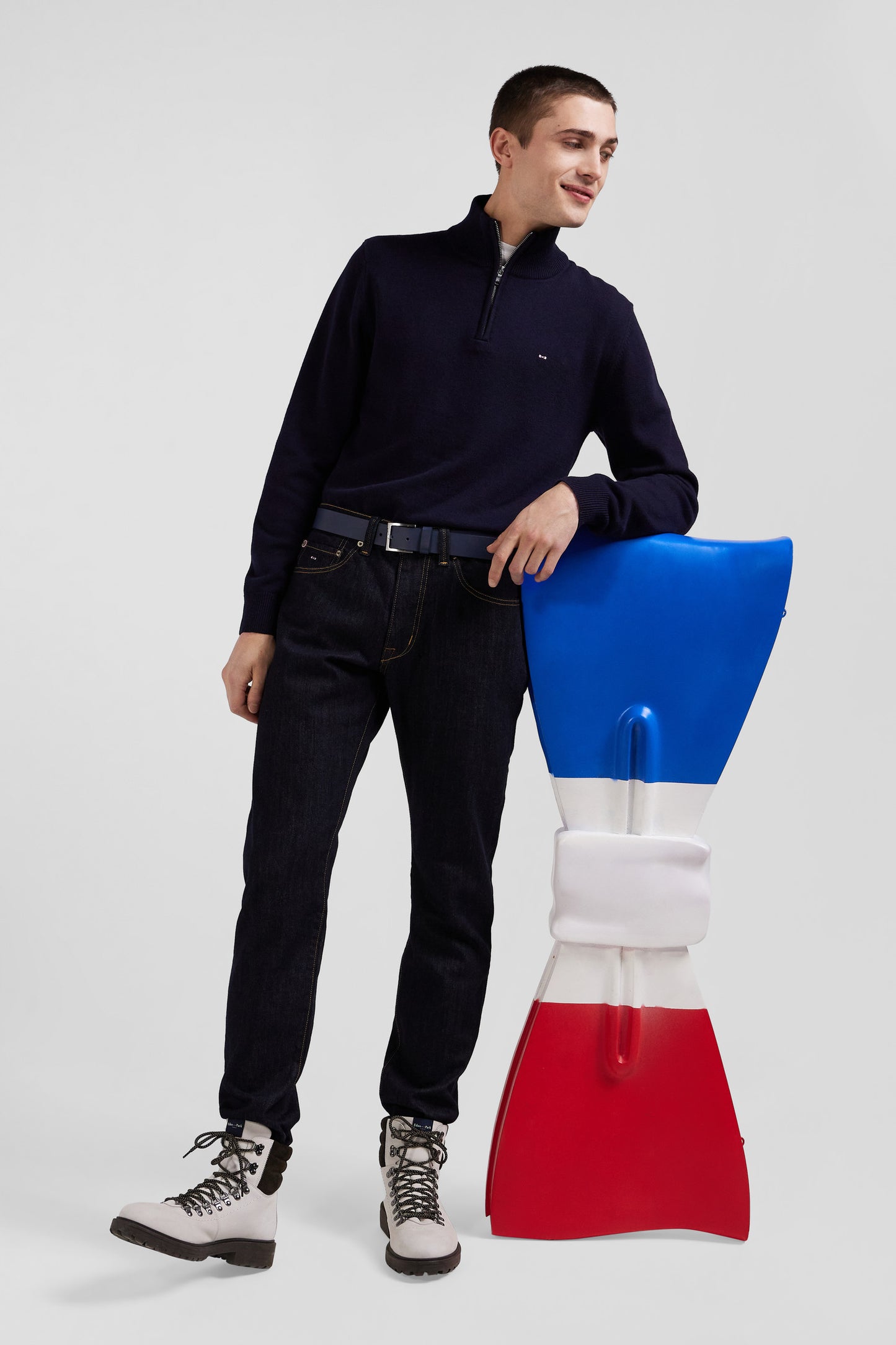 Regular raw stretch denim jeans