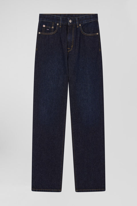 Oversize Navy blue cotton denim cargo jeans - Image 2