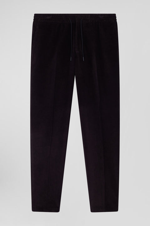Modern brown elastic waist corduroy trousers - Image 2