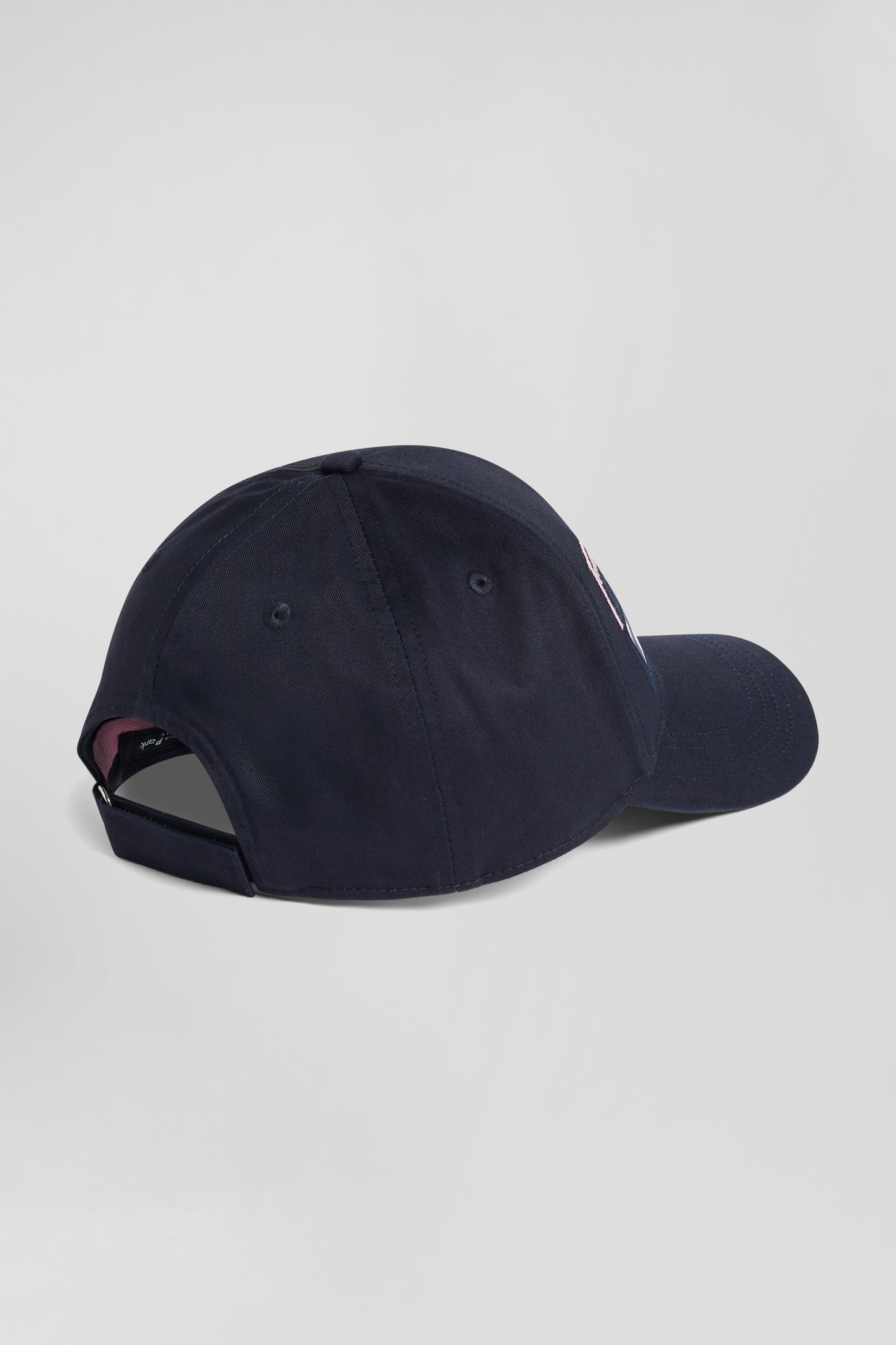 Navy blue cotton cap with bow tie embroidery and tie fabric patchwork
