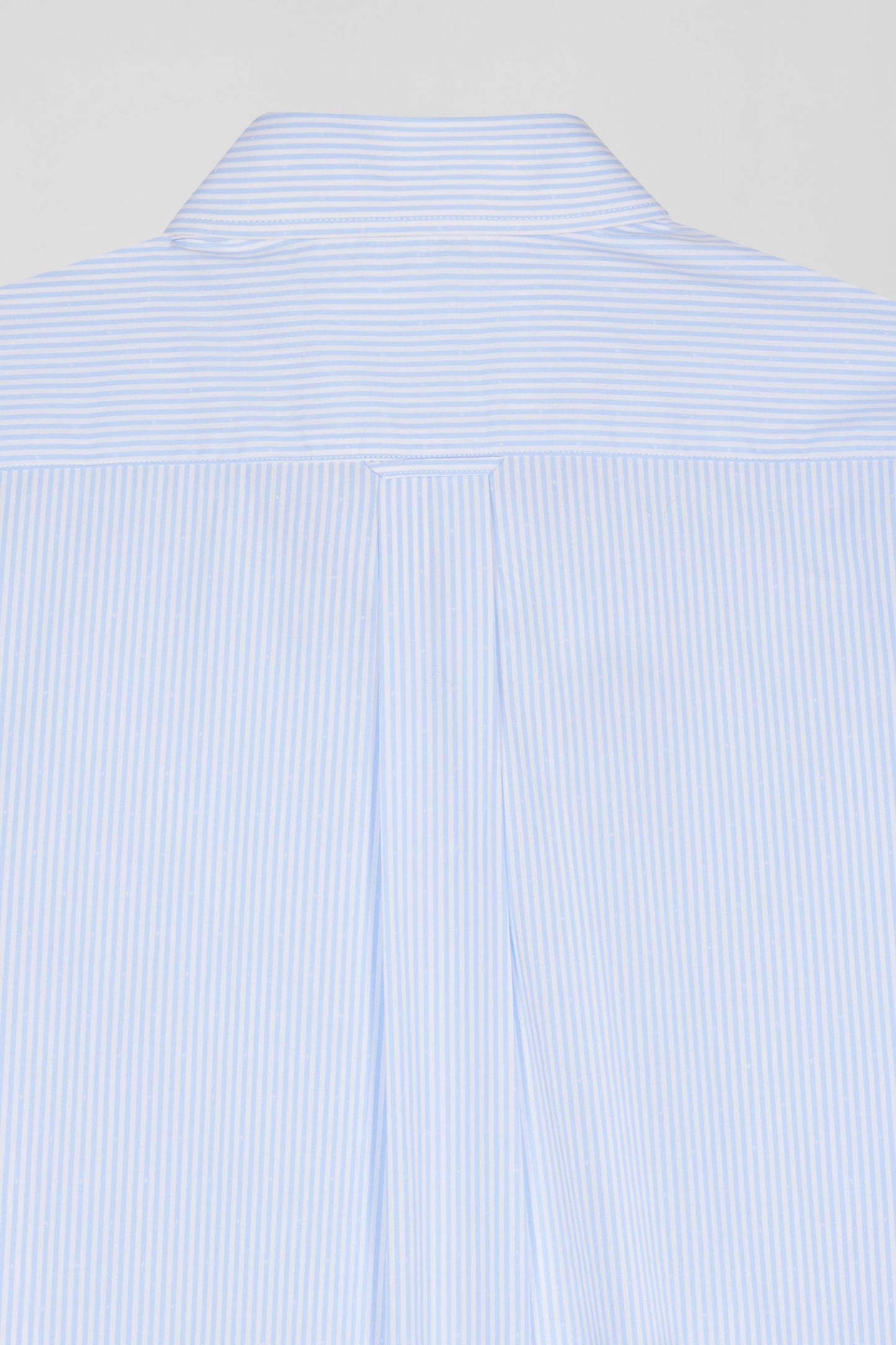 Regular sky blue striped cotton jacquard shirt