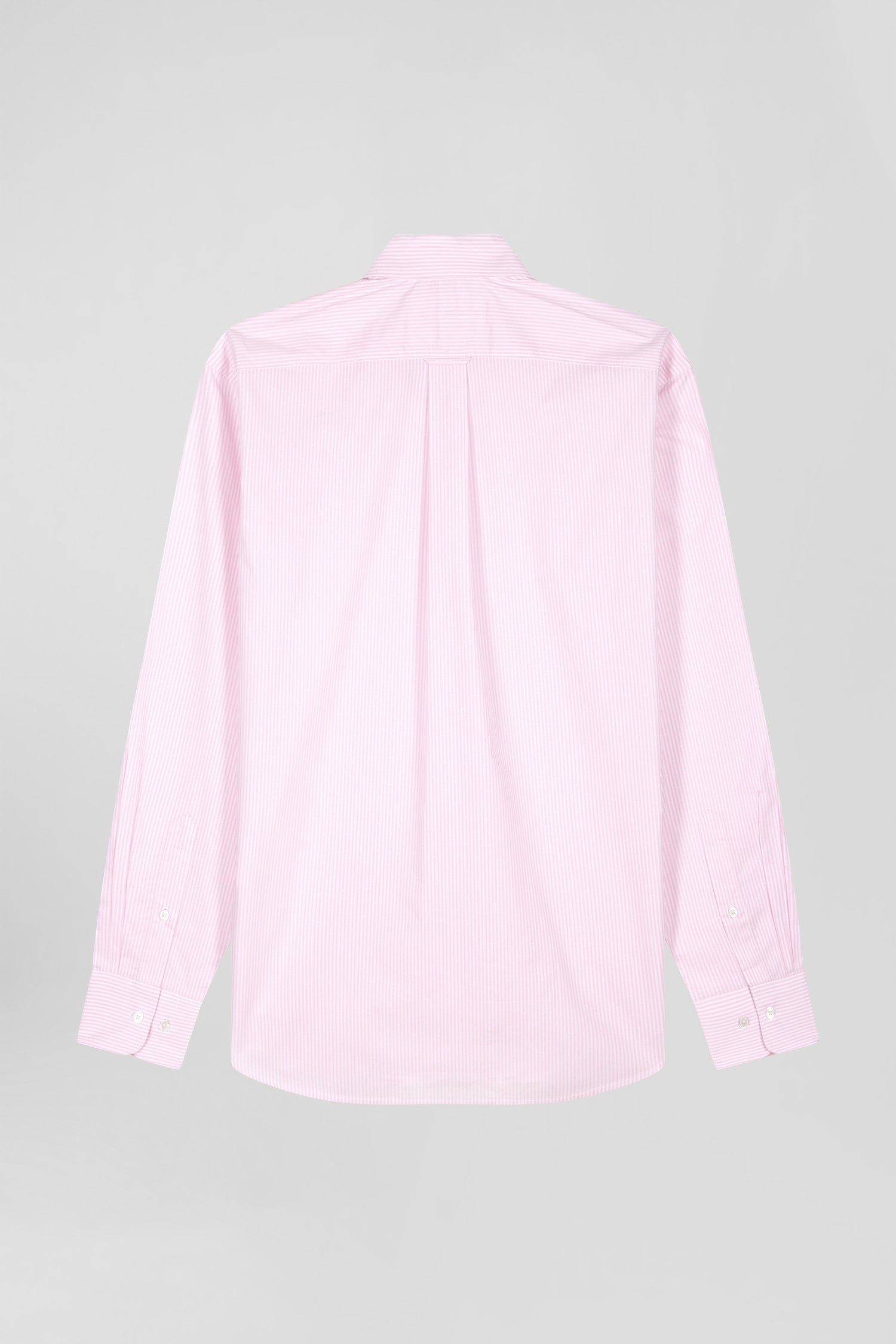 Chemise en coton jacquard raye rose coupe Regular