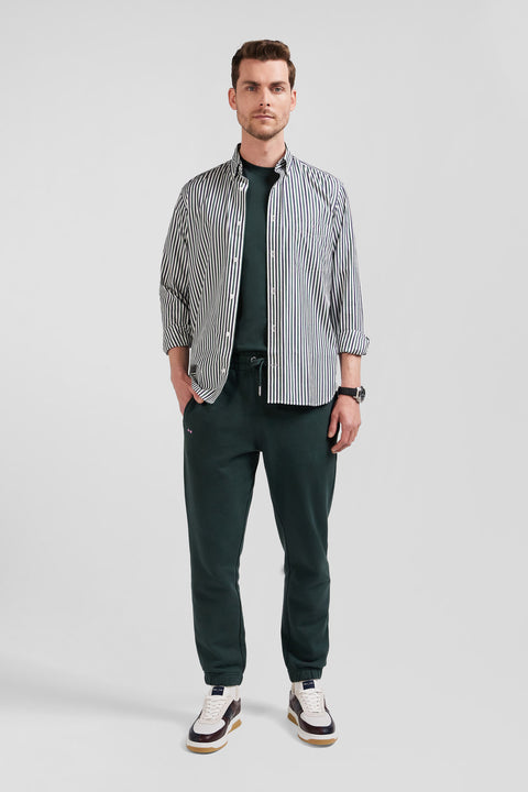 Green striped cotton poplin shirt Regular fit - Image 1