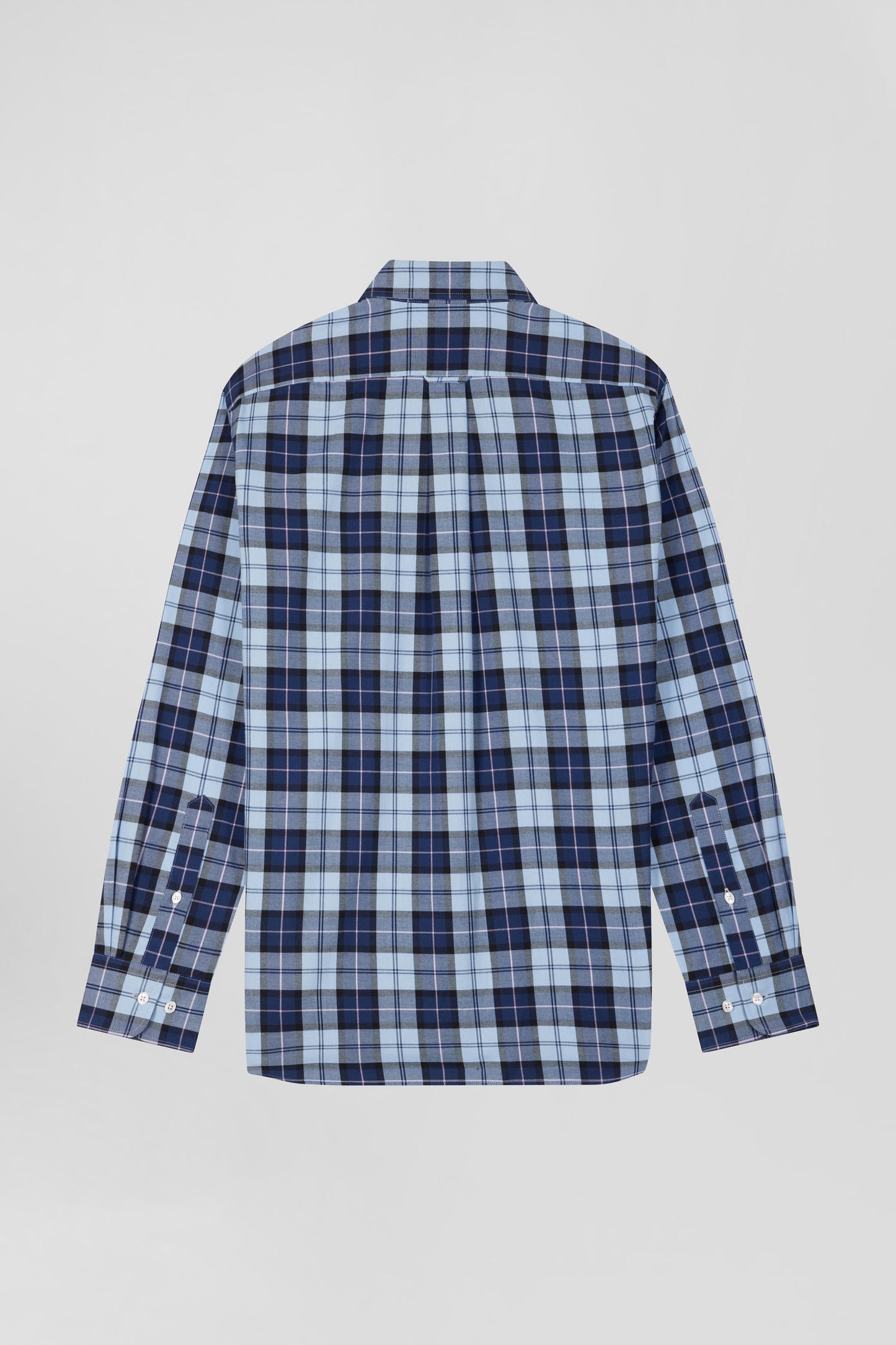 Regular sky blue checked cotton twill shirt
