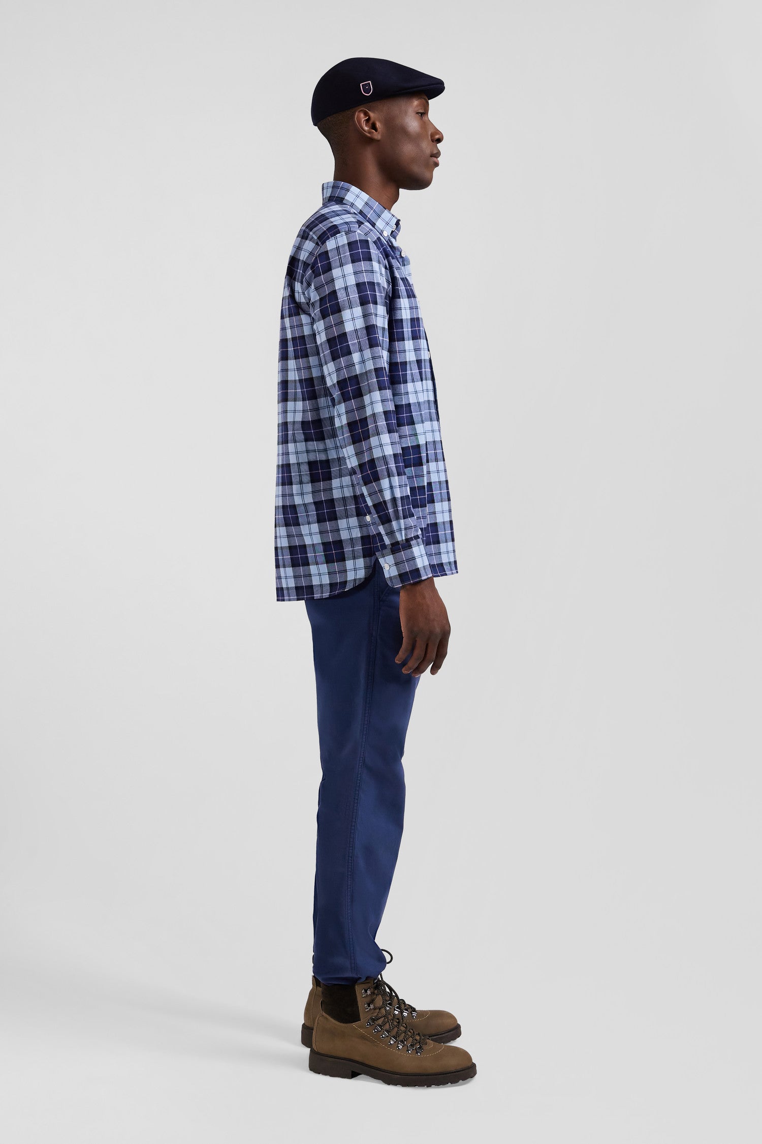 Chemise a carreaux en twill de coton ciel coupe Regular Eden Park