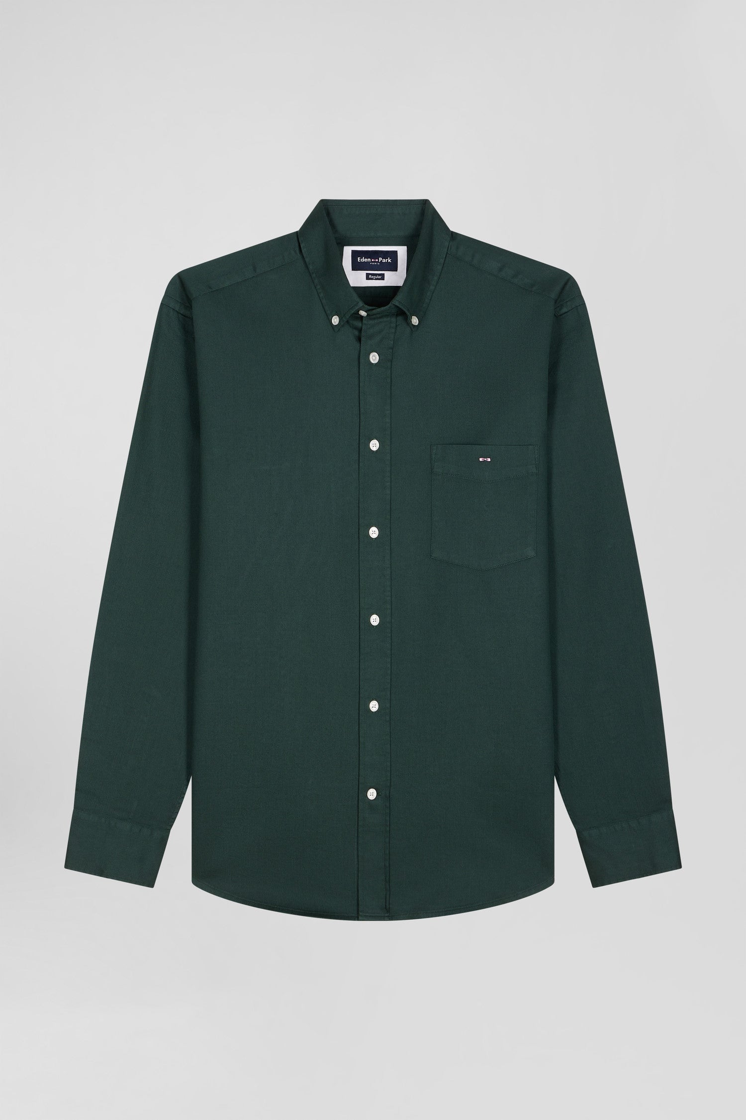 Chemise en pique coton unie verte coupe Regular Eden Park