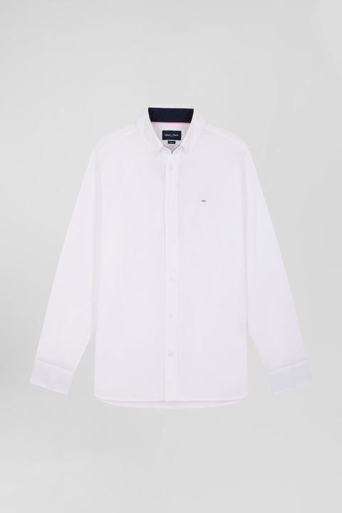 Regular white cotton shirt with back N°10 embroidery - Image 2
