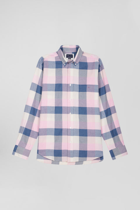 Regular pink checked cotton shirt - Image 2