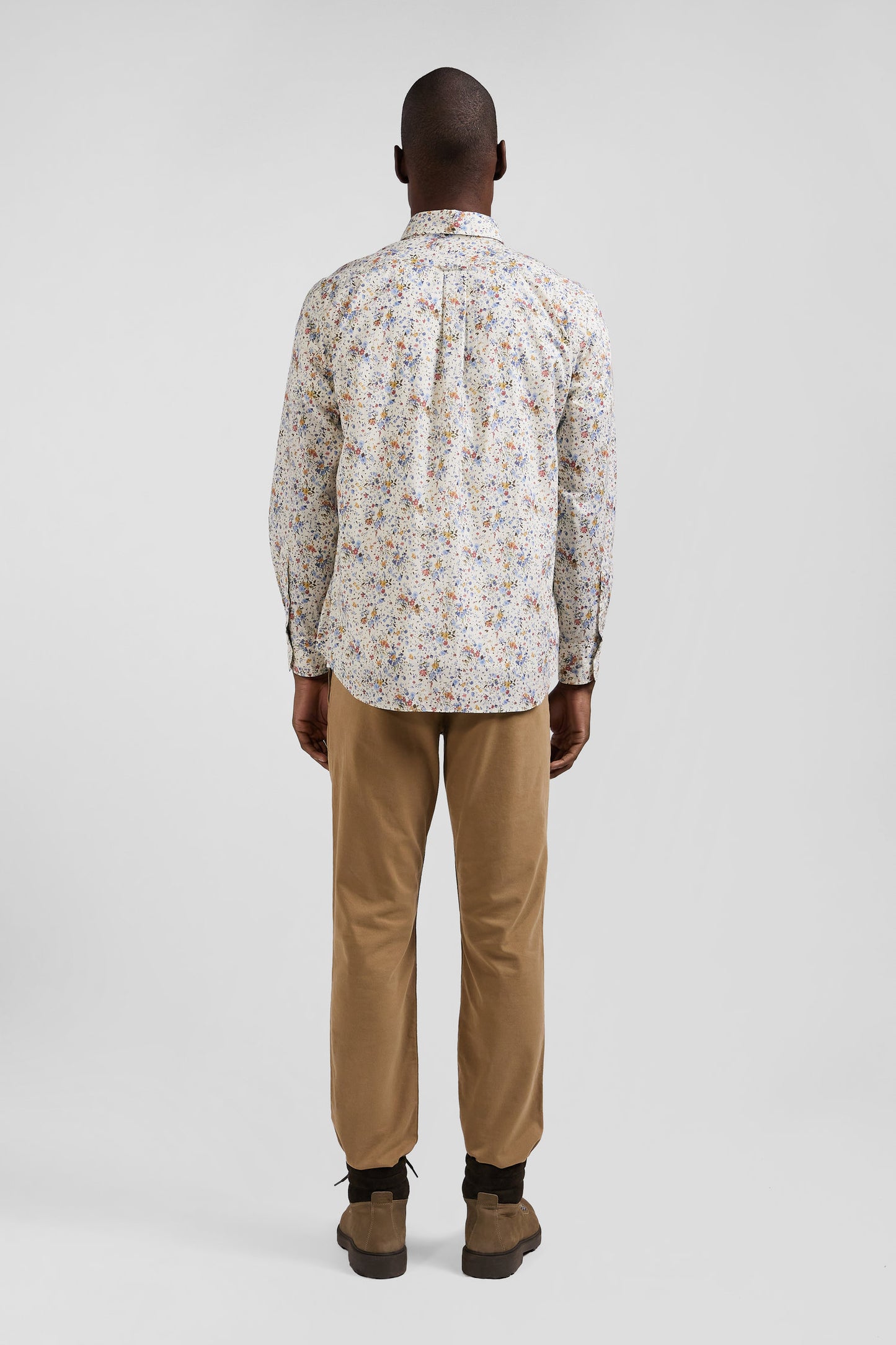 Cotton poplin shirt, floral print, regular fit