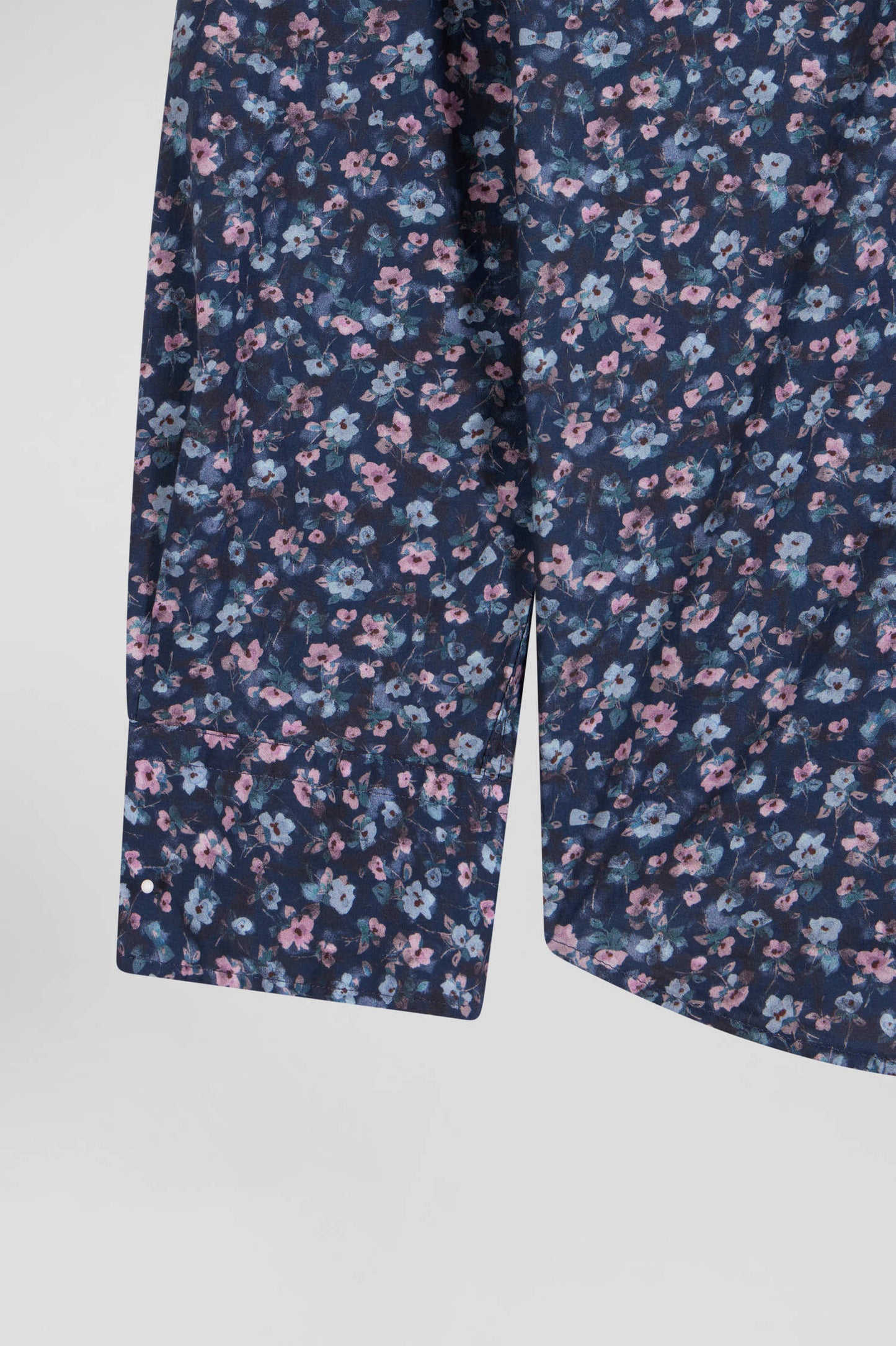 Dark blue microprint cotton shirt Regular fit