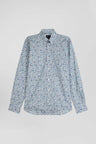 Light cotton poplin shirt with floral microprint Regular fit