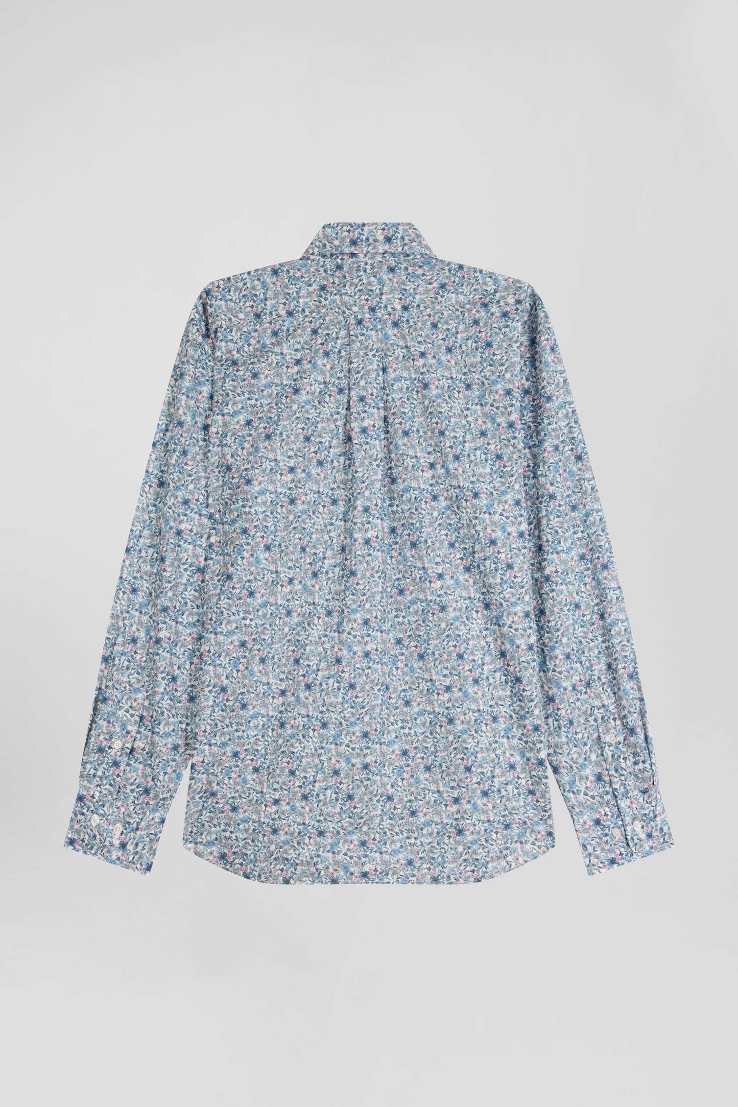 Light cotton poplin shirt with floral microprint Regular fit