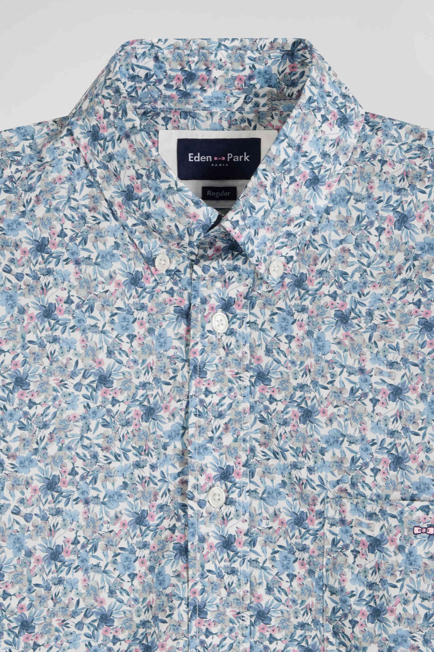 Light cotton poplin shirt with floral microprint Regular fit