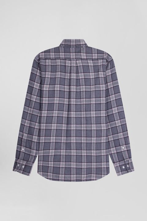 Regular grey checked cotton shirt - Image 2