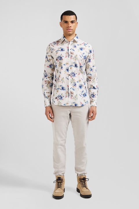Chemise en coton à imprimé floral écru coupe Slim - Image 1