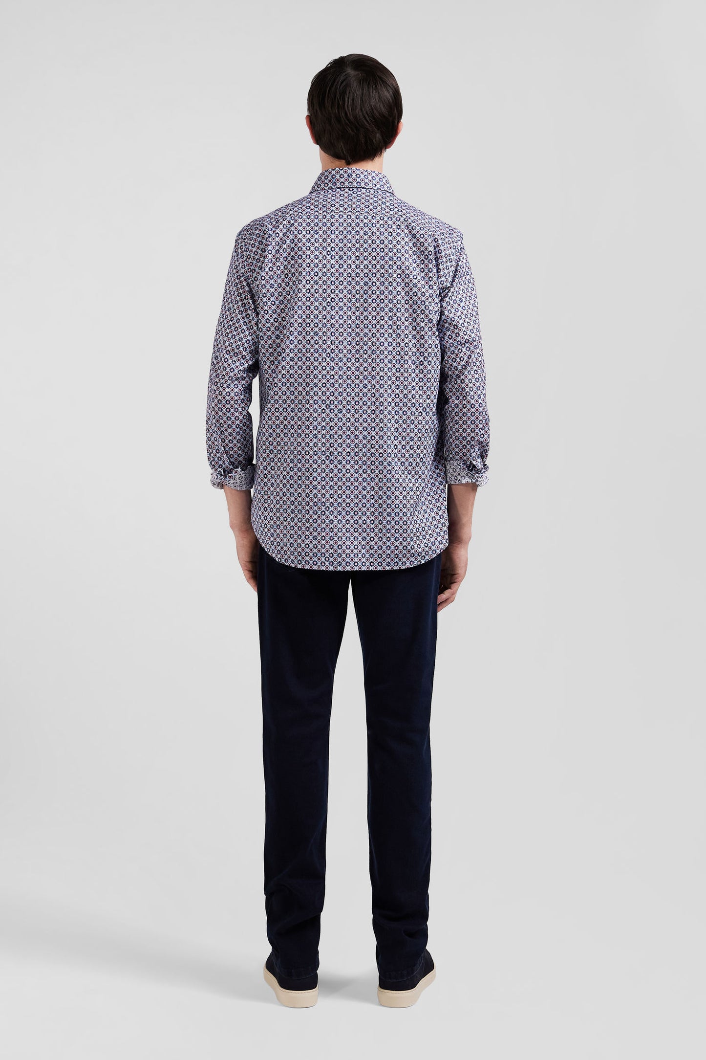 Slim fit cotton shirt with sky micropatterns