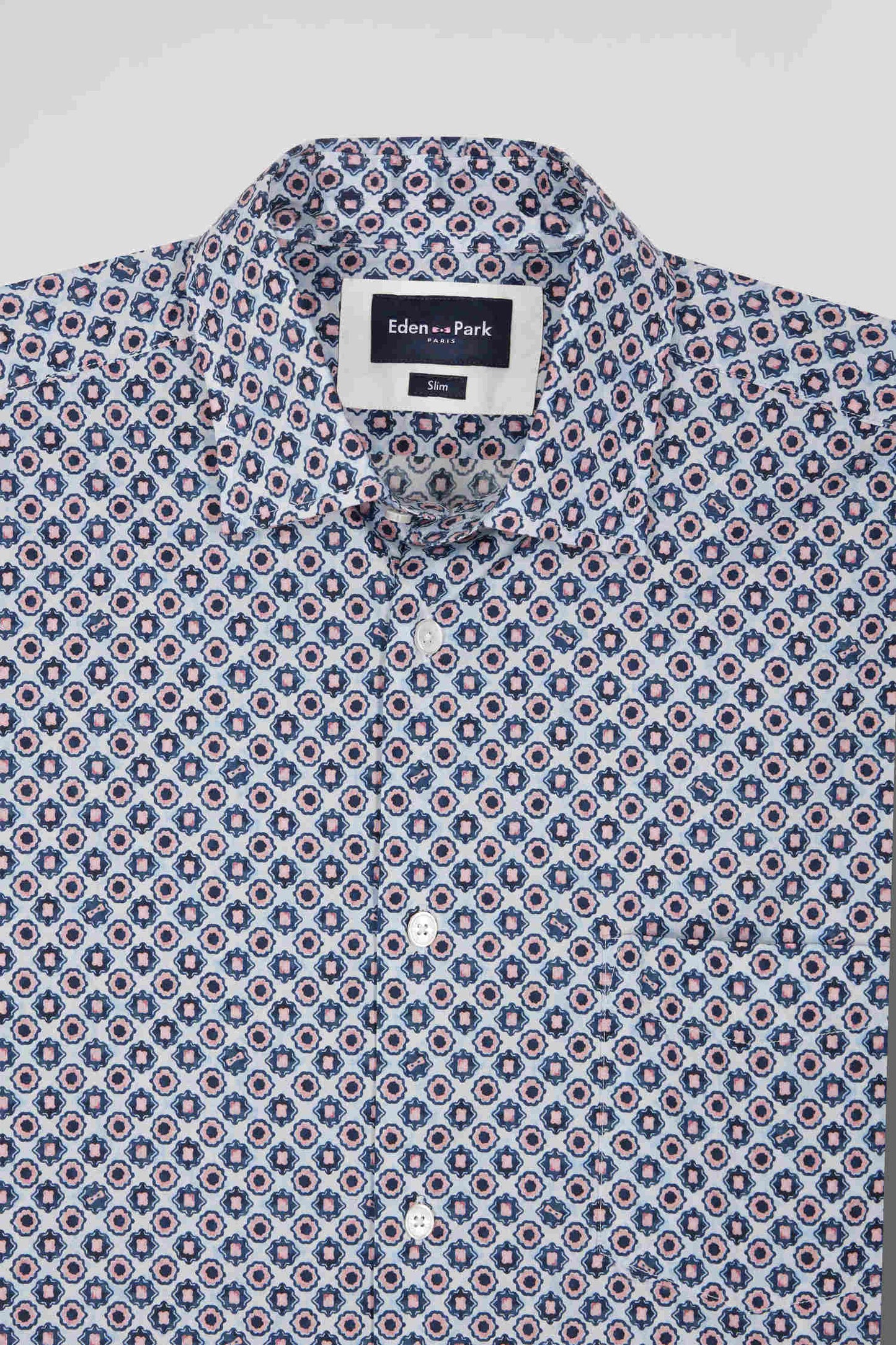 Slim fit cotton shirt with sky micropatterns