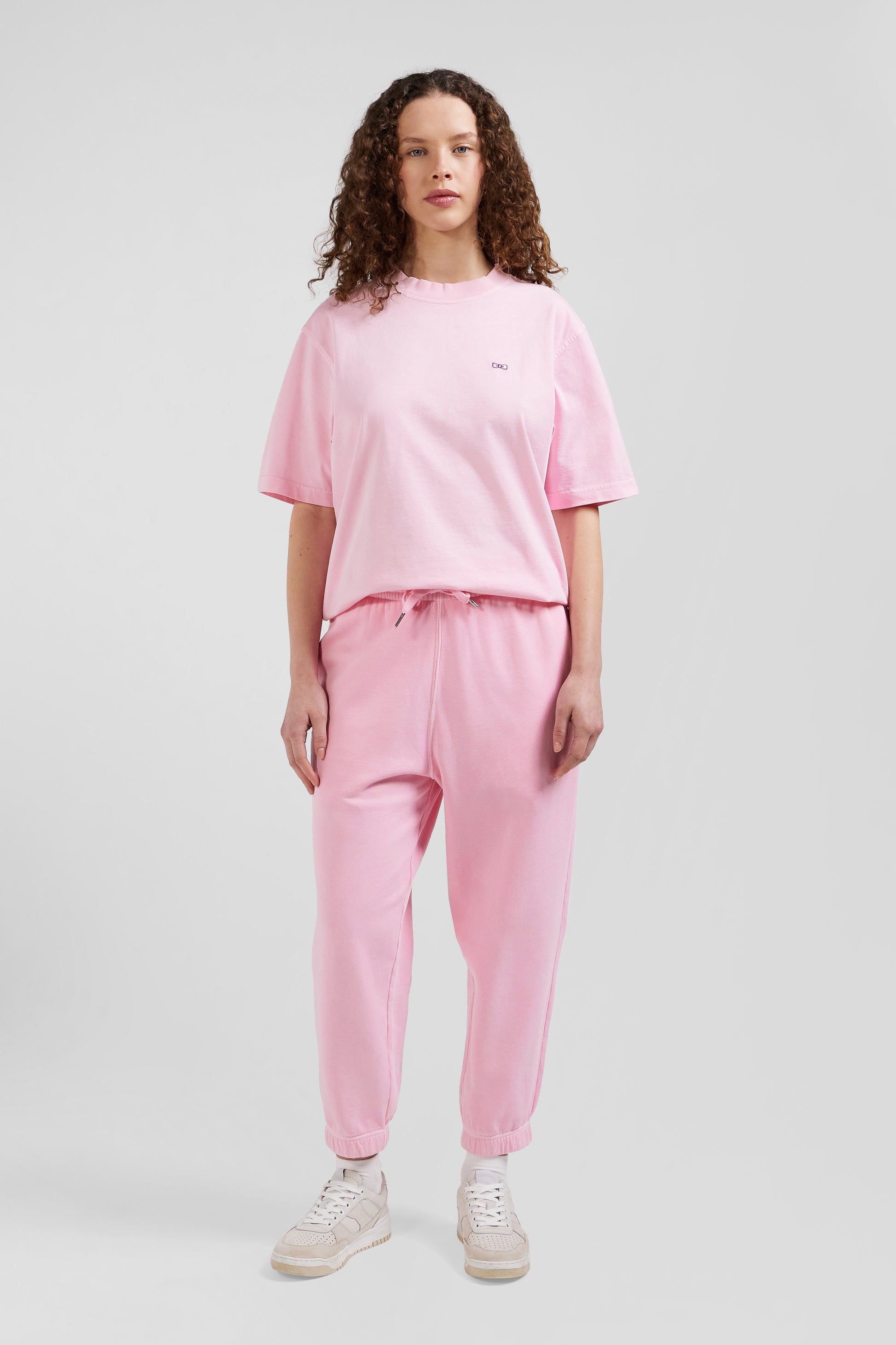 Relax unisex pink brushed cotton fleece jogging bottoms Eden Park
