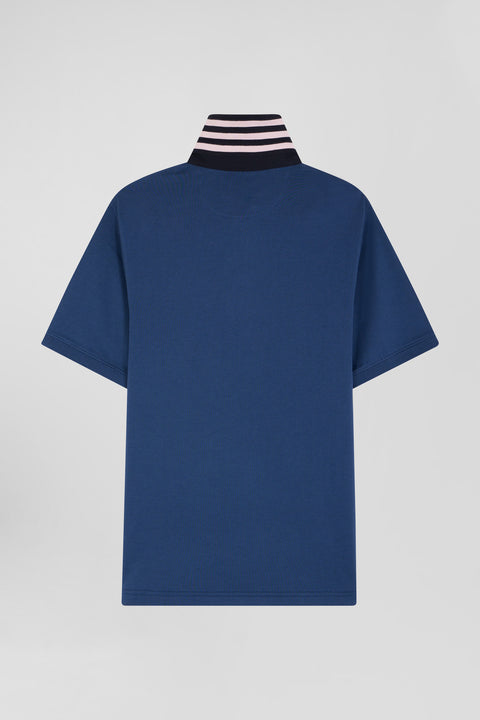 Regular dark blue cotton rugby shirt with contrasted collar - Image 2