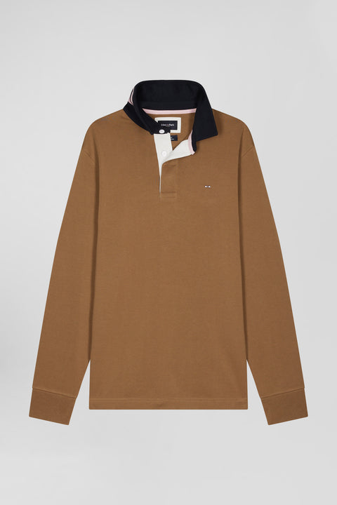 Long-sleeved jersey in hazelnut Pima cotton, regular fit - Image 2