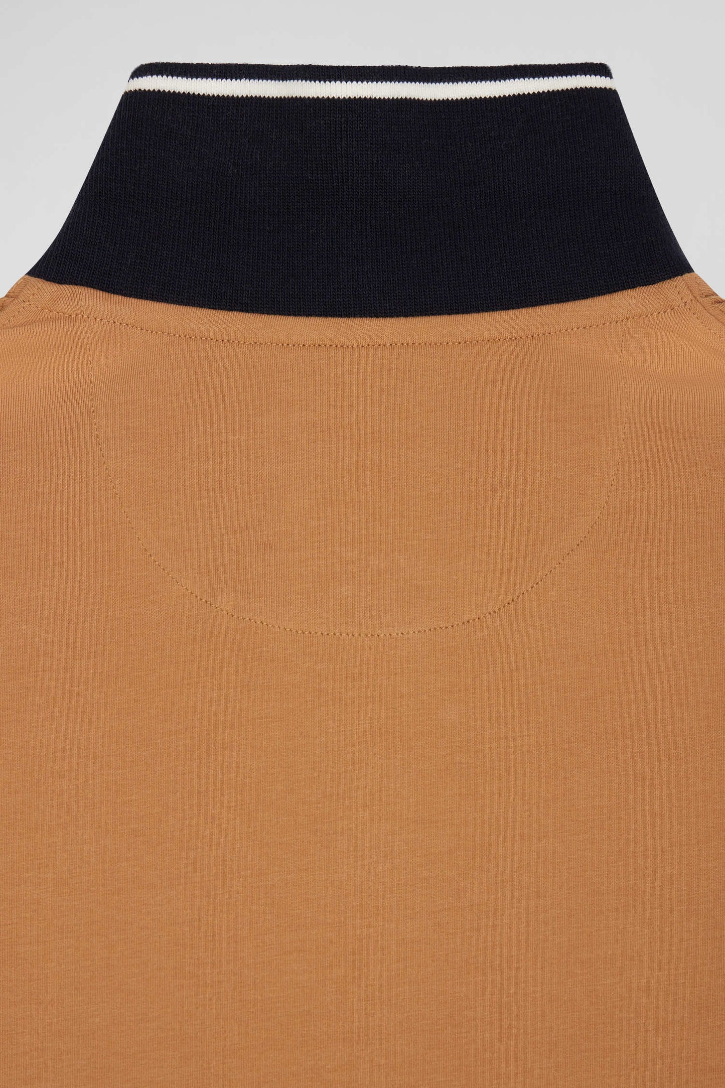 Slim camel short-sleeved stretch cotton polo shirt with Eden Park jacquard collar
