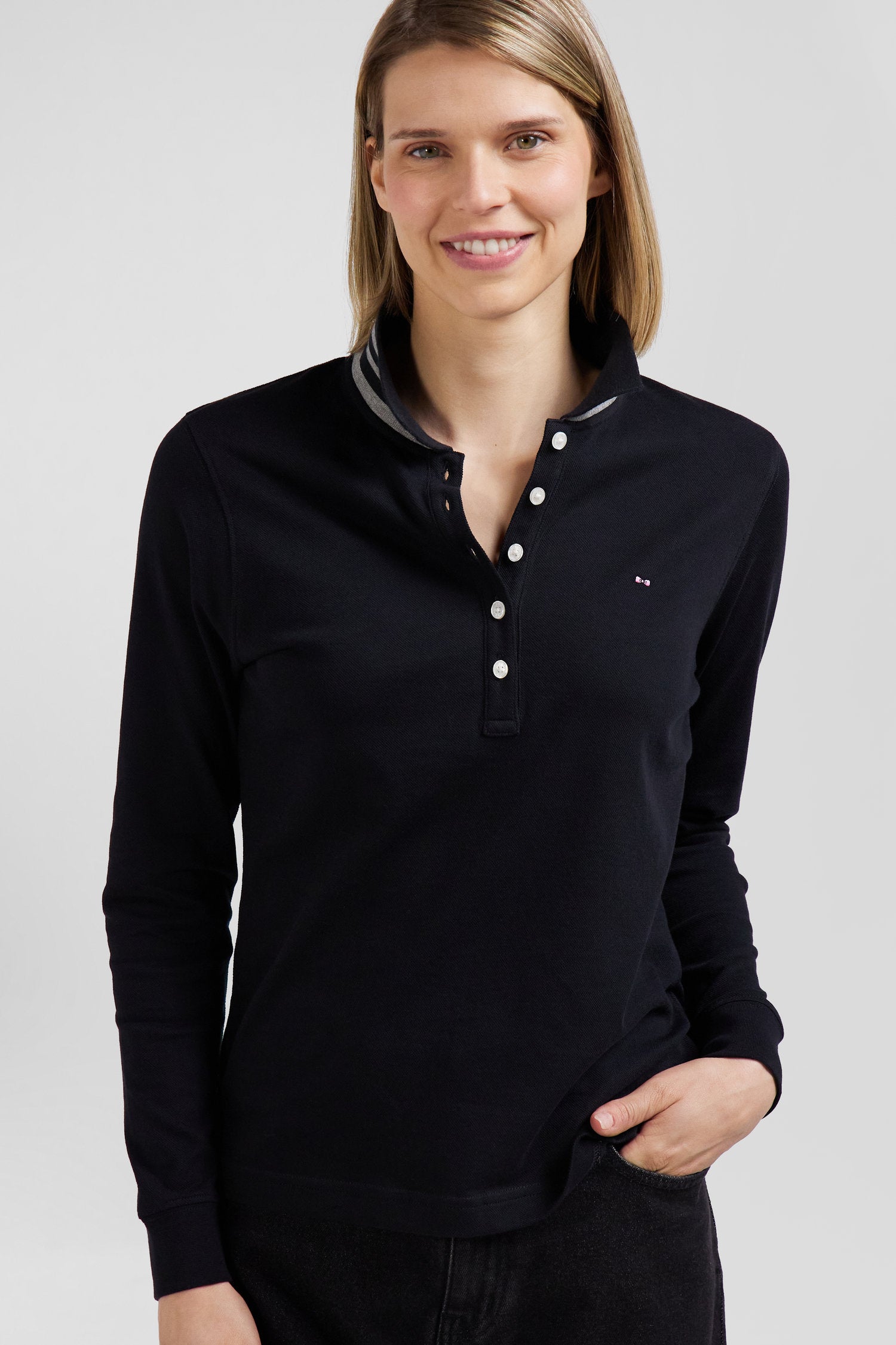 Long sleeve polo no collar shop
