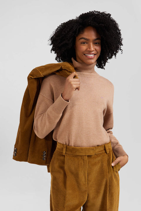Relaxed brown wool and cotton turtleneck jumper - Image 3