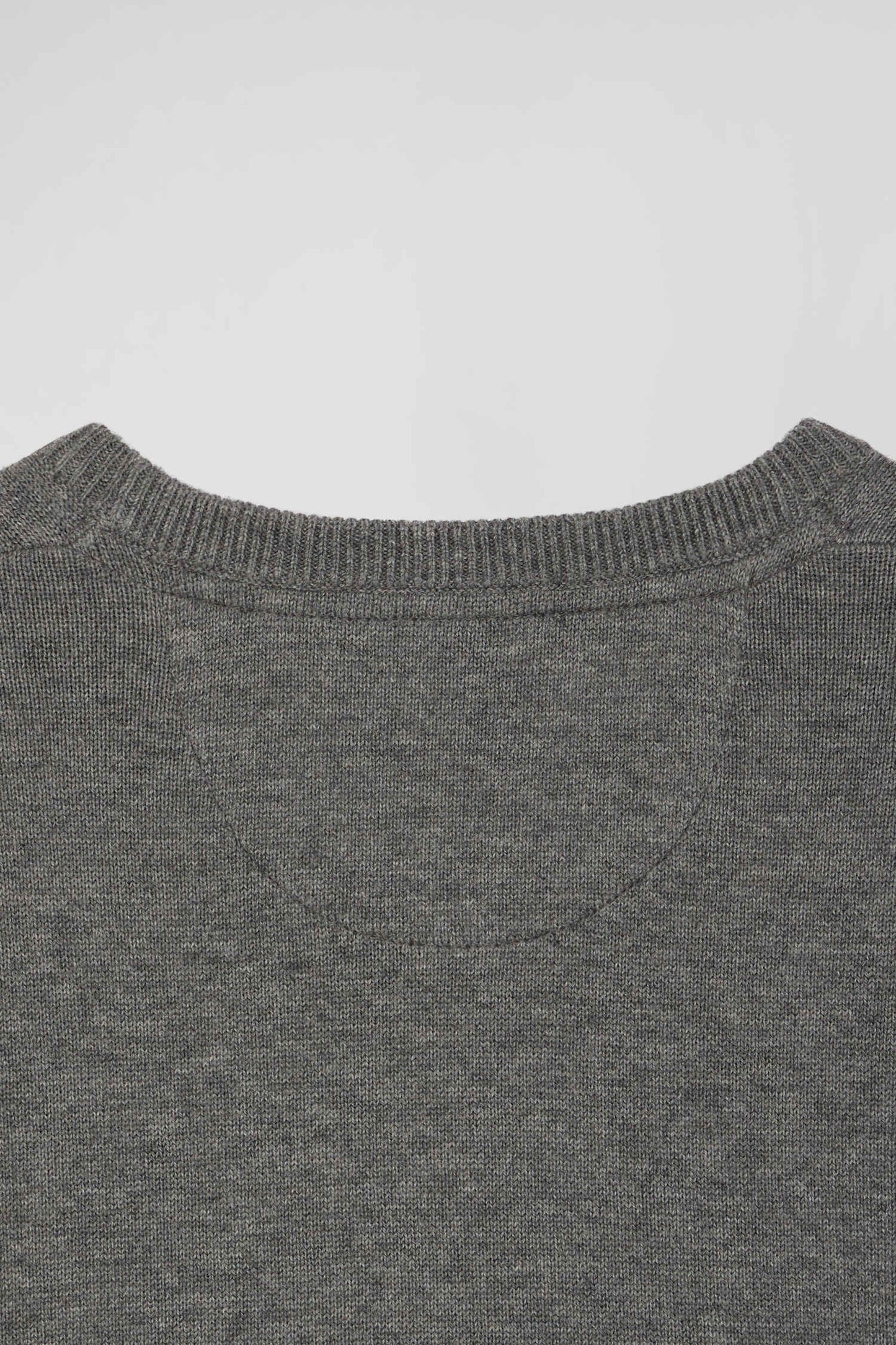Regular light grey wool and cotton crew neck jumper