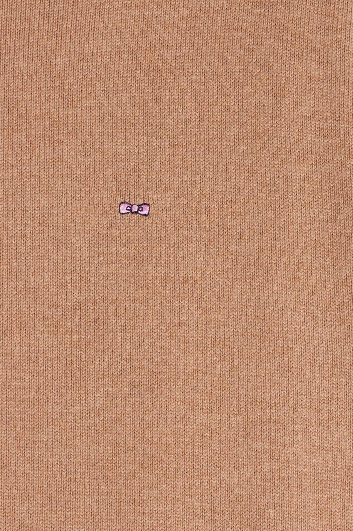 Regular camel wool and cotton crew neck jumper