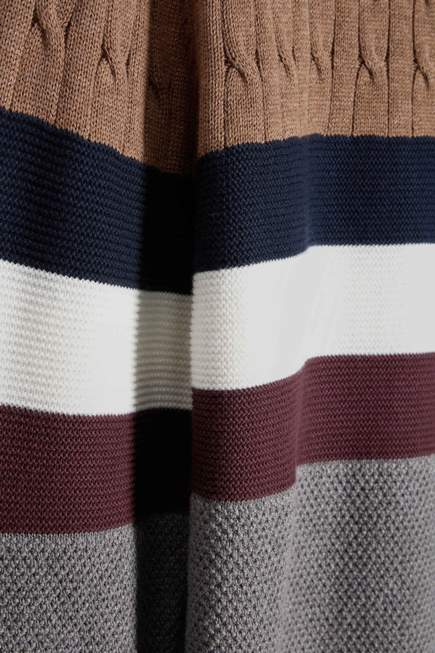 Round-neck sweater in fancy hazelnut cotton knit Regular fit