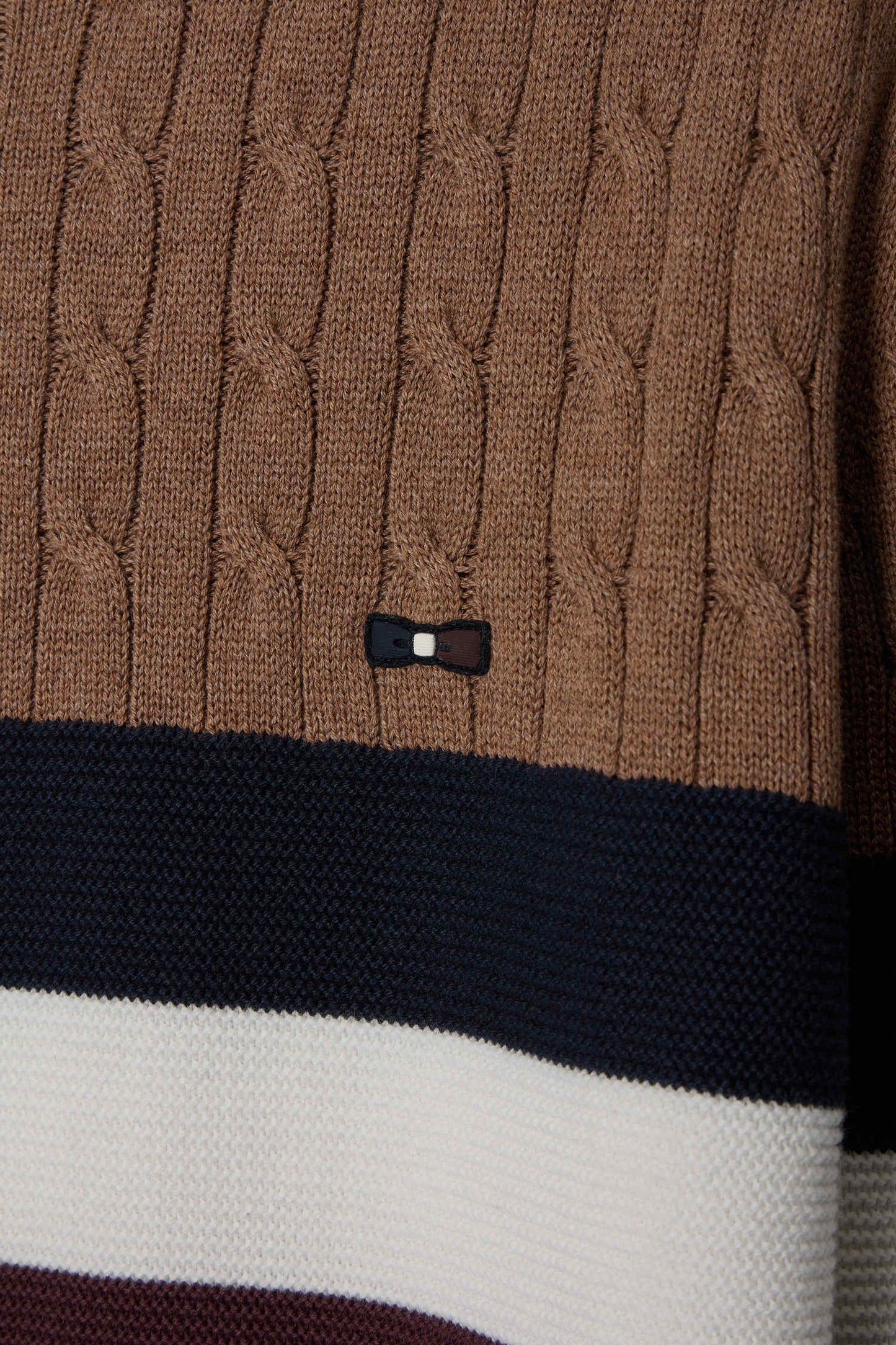 Round-neck sweater in fancy hazelnut cotton knit Regular fit