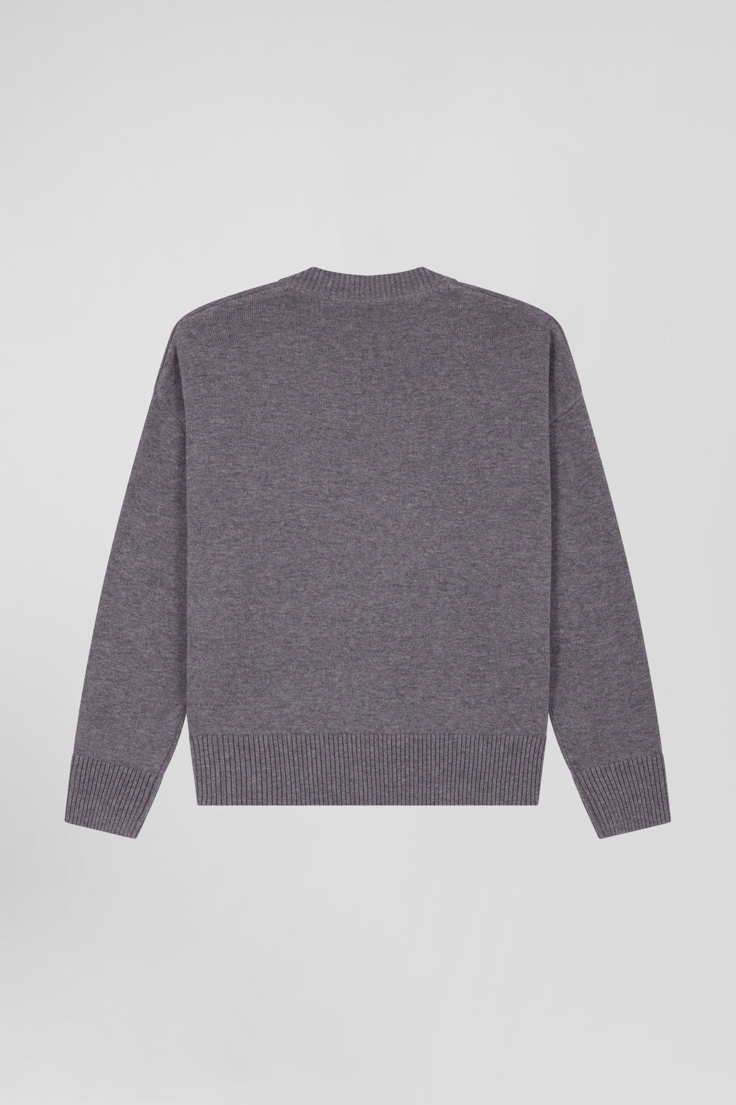 Pull col V en laine et coton gris anthracite coupe Relaxed