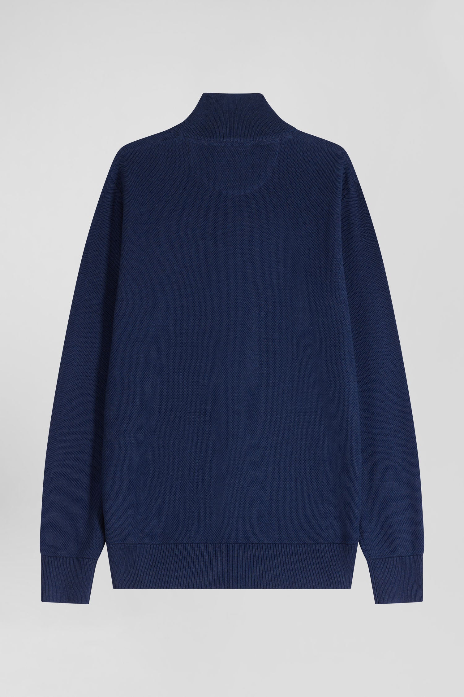 Pull col camionneur zippe uni en coton bleu fonce coupe Regular Eden Park