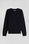 Sweatshirt en molleton coton uni noir coupe Regular