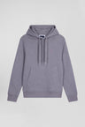 Regular grey brushed cotton fleece hoodie