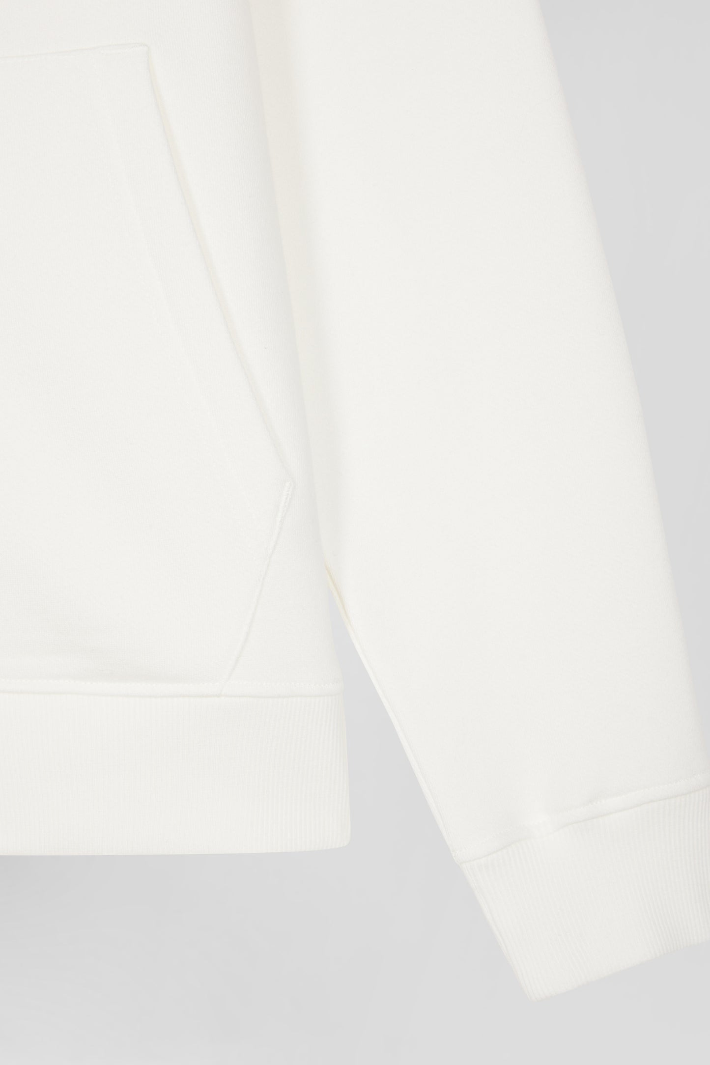 Regular ecru zipped brushed cotton fleece sweatshirt with high top collar