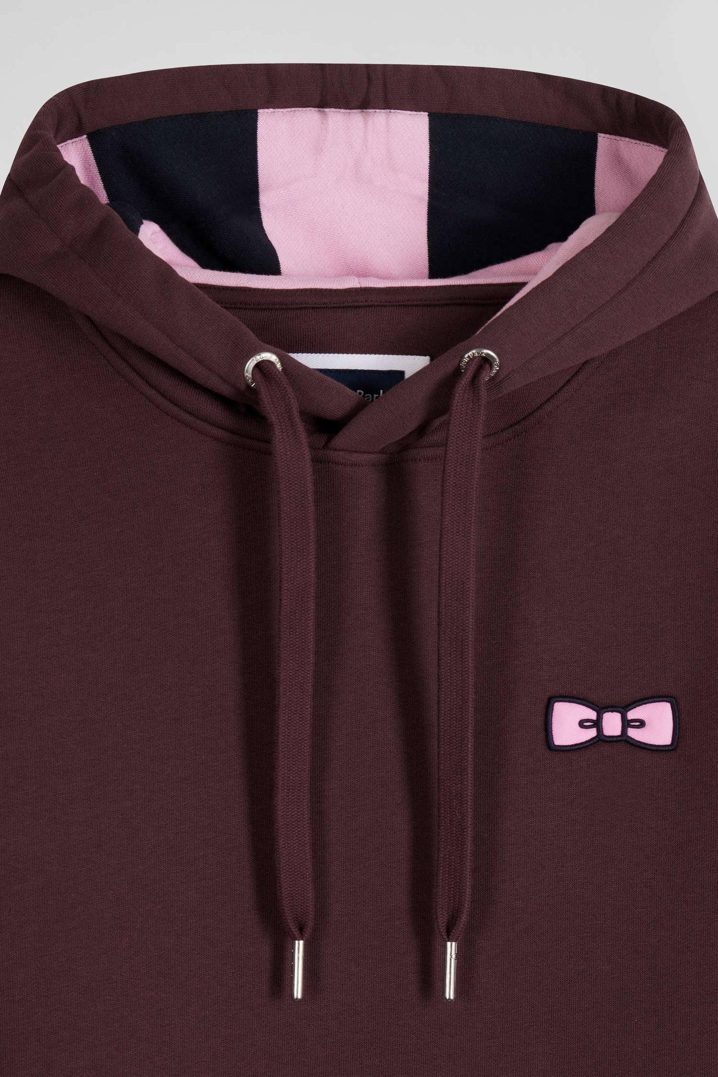 Regular burgundy brushed cotton fleece hoodie with Eden Park embroidery