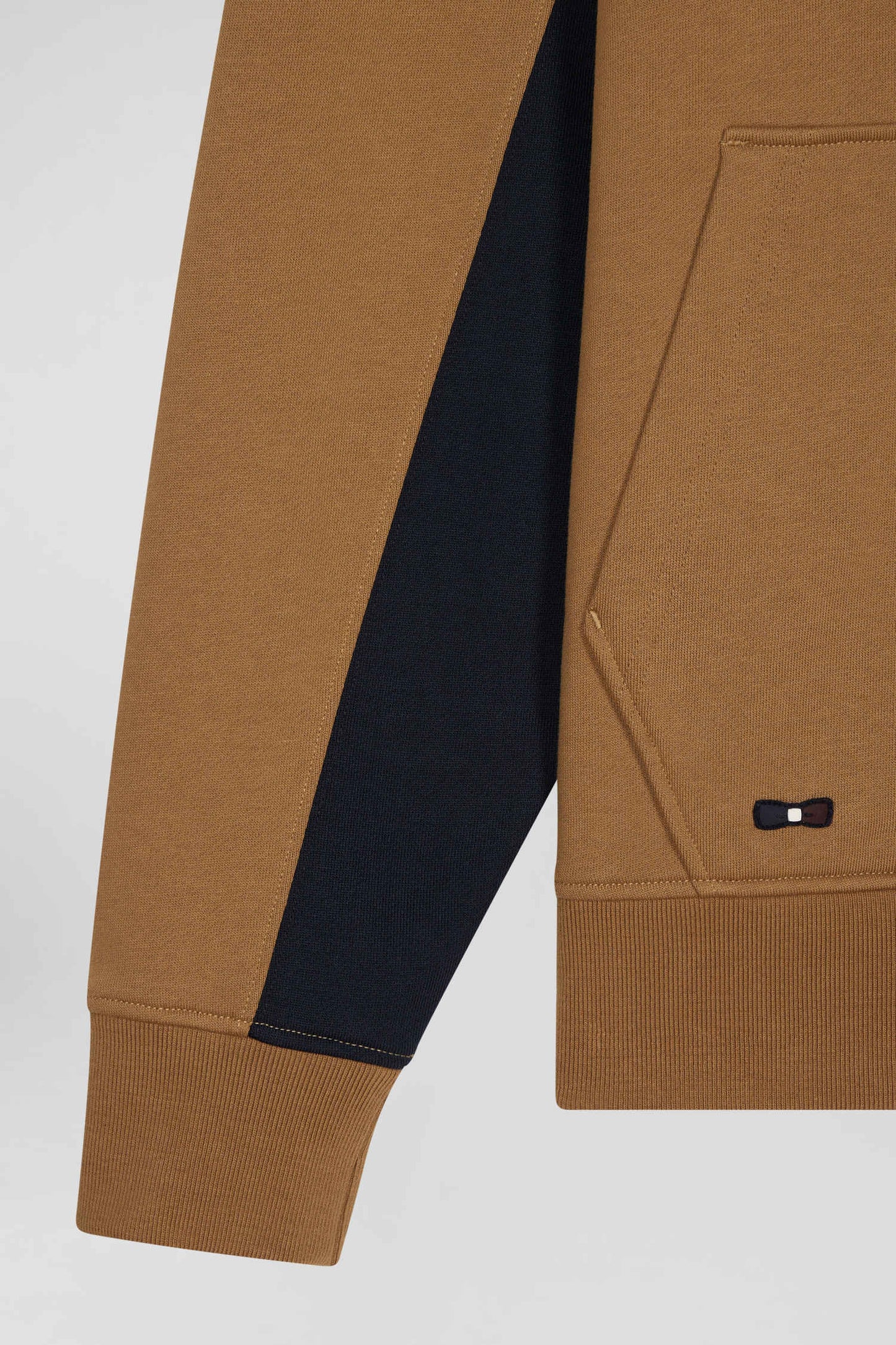Sweatshirt à capuche colorblock en coton noisette coupe Relaxed