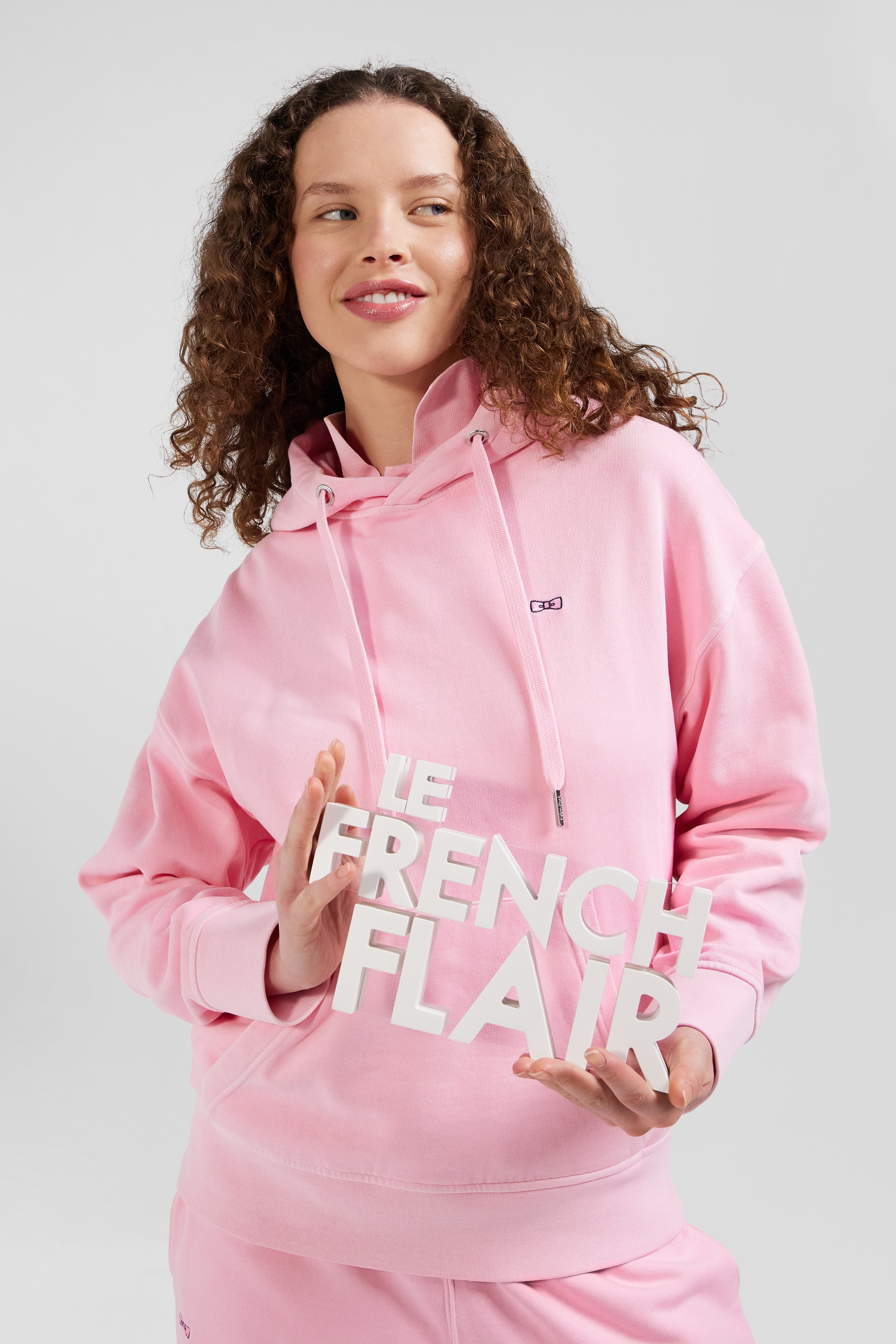 Oversize pink unisex dyed cotton fleece hoodie – Eden Park