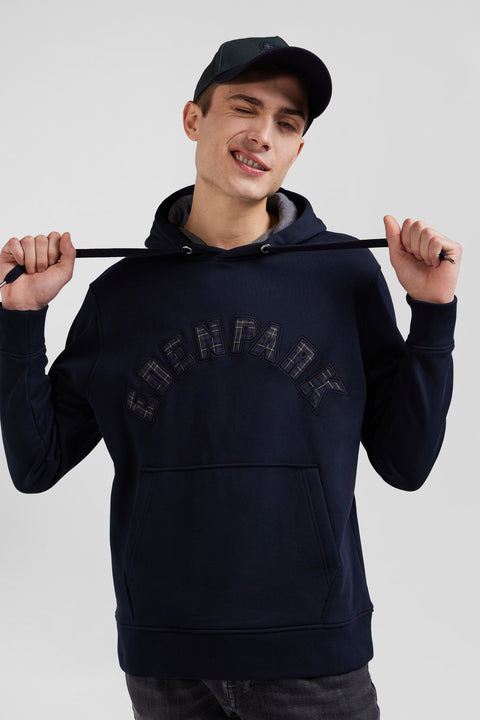 Sweatshirt à capuche en coton mélangé bleu marine coupe Relaxed - Image 3