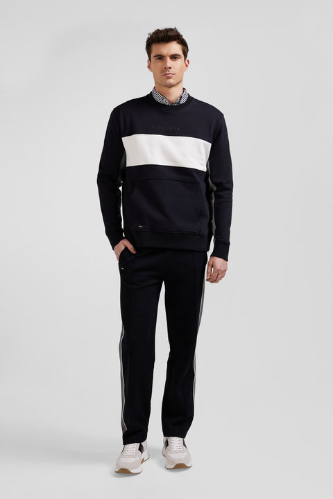 Sweatshirt col rond en coton noir coupe Relaxed - Image 1