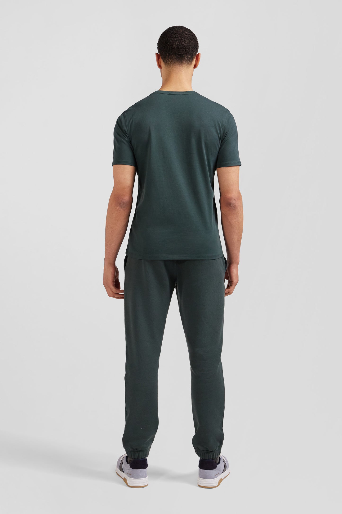 Regular green Pima cotton short-sleeved T-shirt