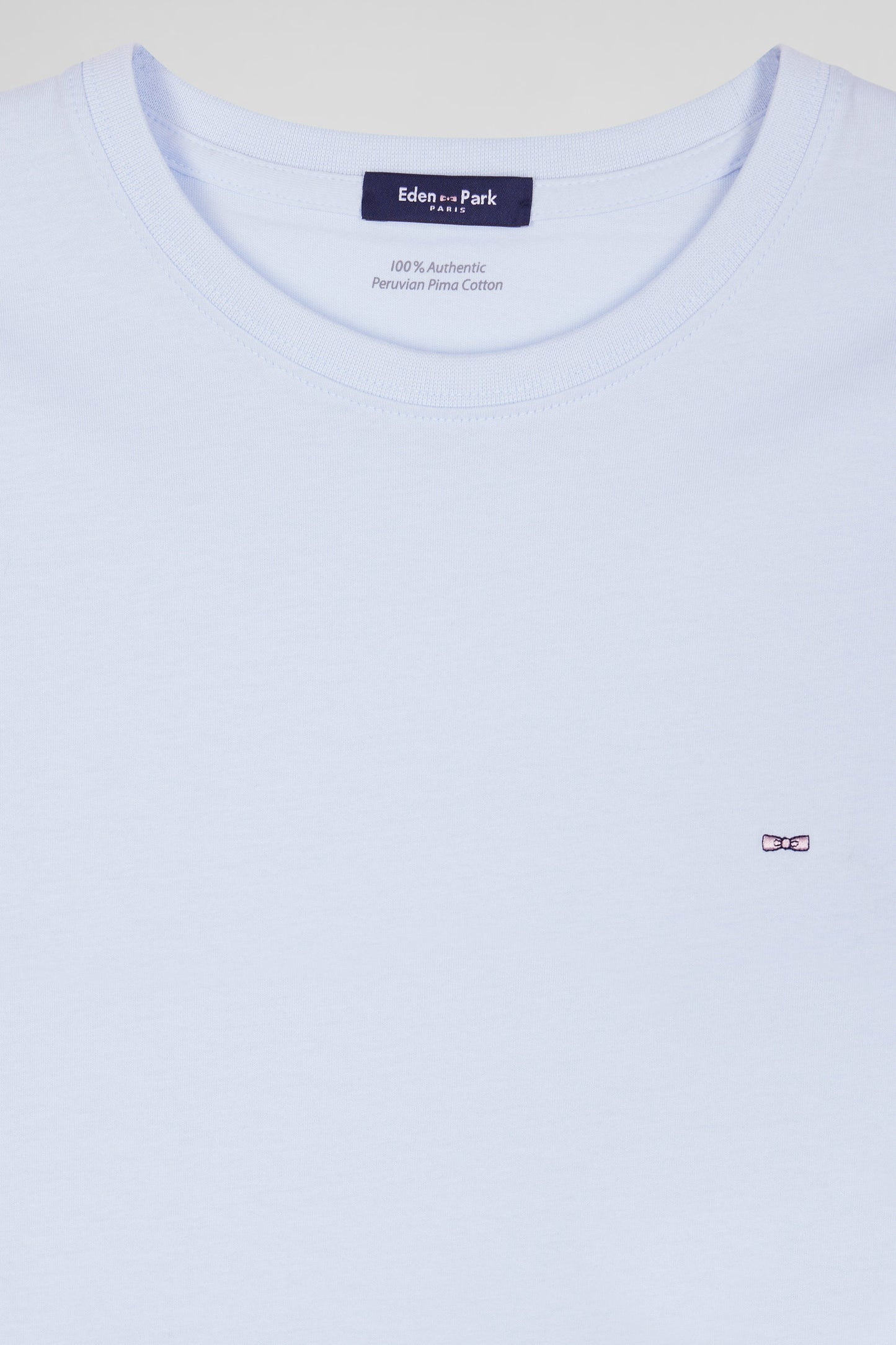 T-shirt manches courtes en coton Pima uni ciel coupe Regular