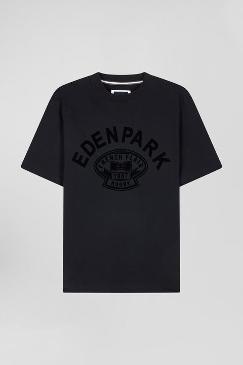 T-shirt manches courtes noir application Eden Park Rugby coupe Oversized - Image 2